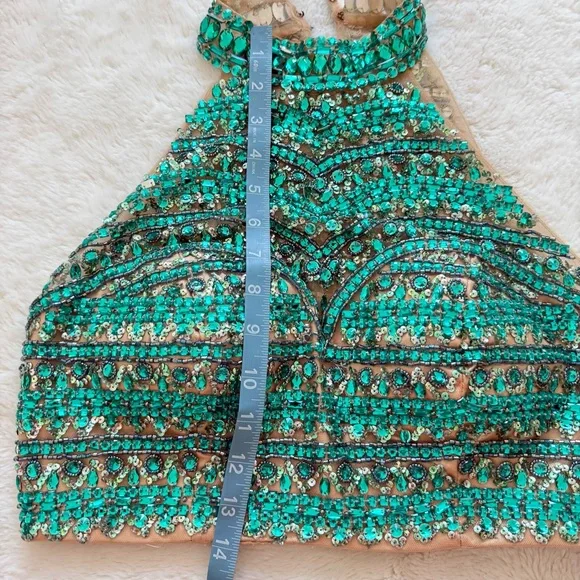 Women evening crop top top with crystals size M - Picture 5 of 6